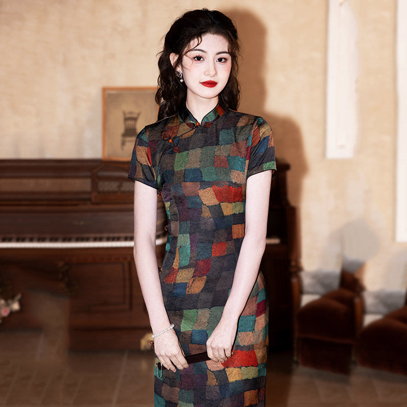 Short Sleeve Old Hong Kong Style Qipao | Heiyun