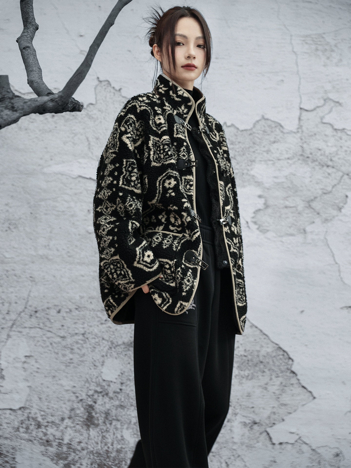 New Chinese Style Ancient Printed Pattern Coat - Yihan 屹寒