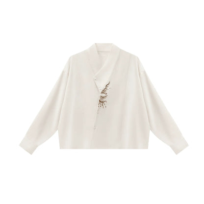 New Chinese Style Women Sun Embroidered Shirt with Wide Leg Pants - Guangfu 光芜 (Preorder)