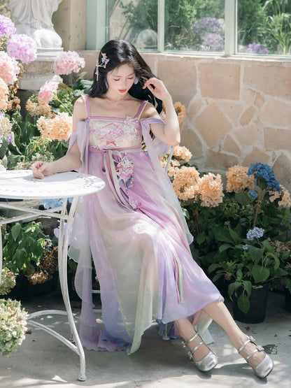 Tang Dynasty Style Fairy Summer Slip Dress - Meiling Sparrow 梅岭山雀