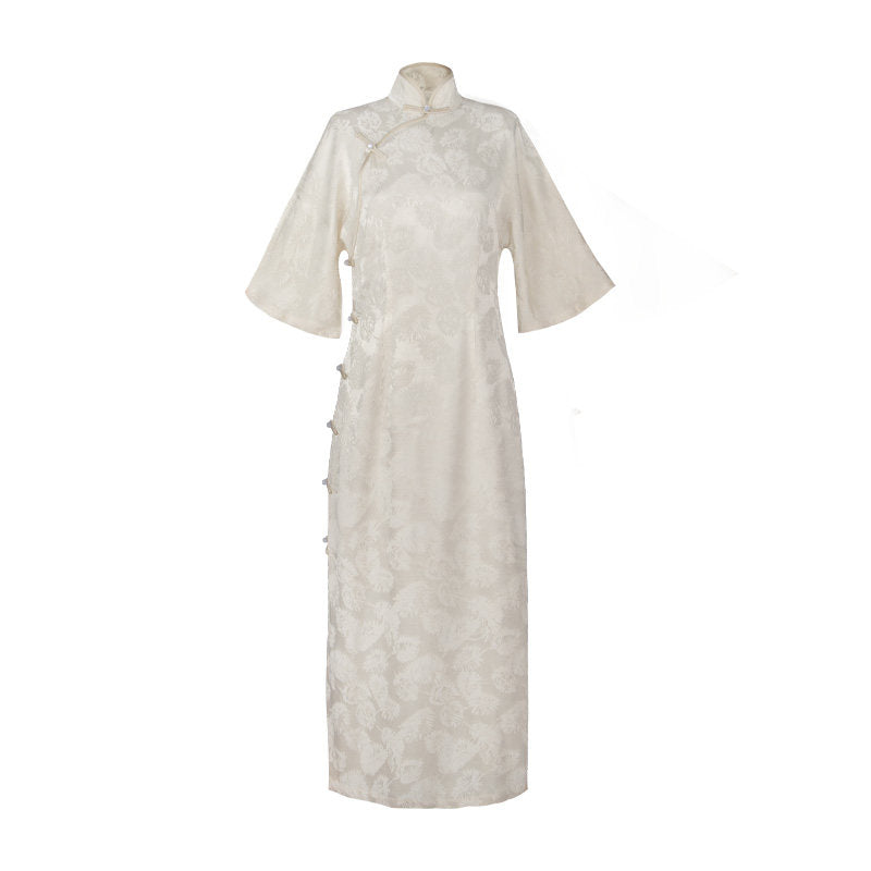 New Chinese Style Retro Flair Sleeve Cheongsam Dress - Still Spring 春不晚 (Preorder)