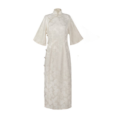 New Chinese Style Retro Flair Sleeve Cheongsam Dress - Still Spring 春不晚 (Preorder)