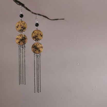 Bamboo Leaves Round Tassel Earrings | Hanfu Jewelry