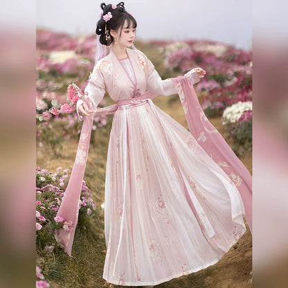 Flowers and Butterfly - Tang Dynasty Style Beizi Qiyao Ruqun