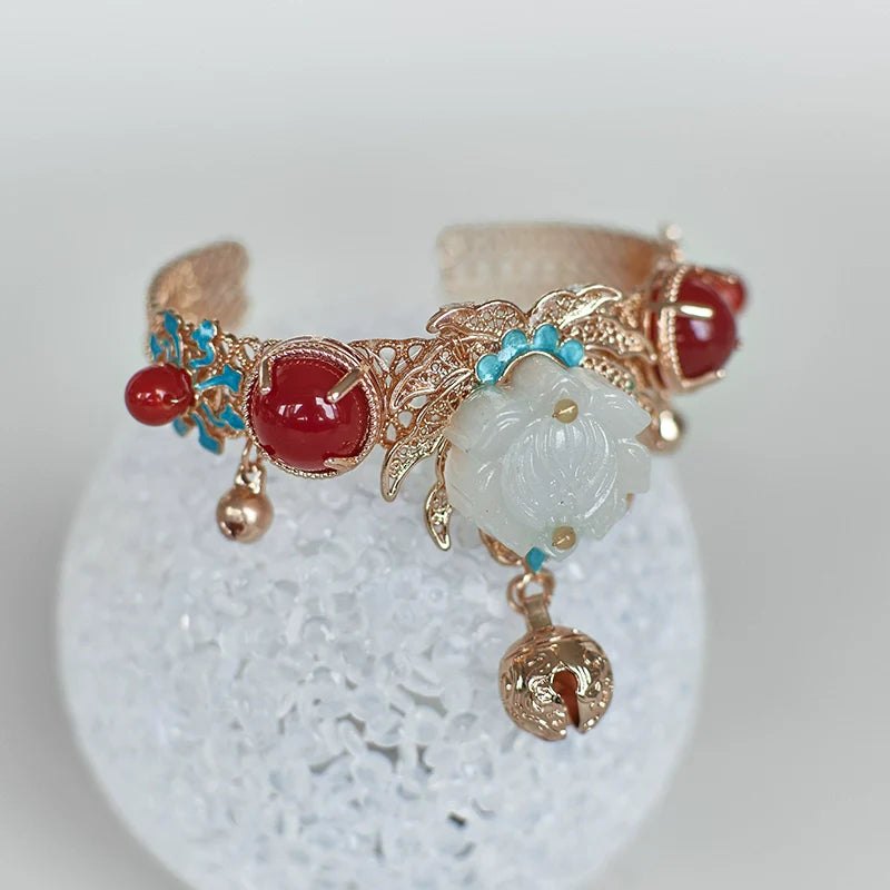 Lotus Exotic Dunhuang Flying Fairy Tassel Bells Bracelet