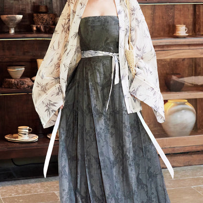 Xiaoxiang Bamboo 潇湘竹 - New Chinese Style Wei Jin Pleated Summer Dress Outfit