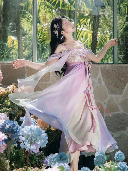 Tang Dynasty Style Fairy Summer Slip Dress - Meiling Sparrow 梅岭山雀