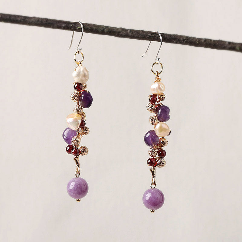 Lavender Pearl Drops Earrings | Cheongsam Jewelry