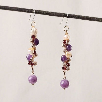 Lavender Pearl Drops Earrings | Cheongsam Jewelry