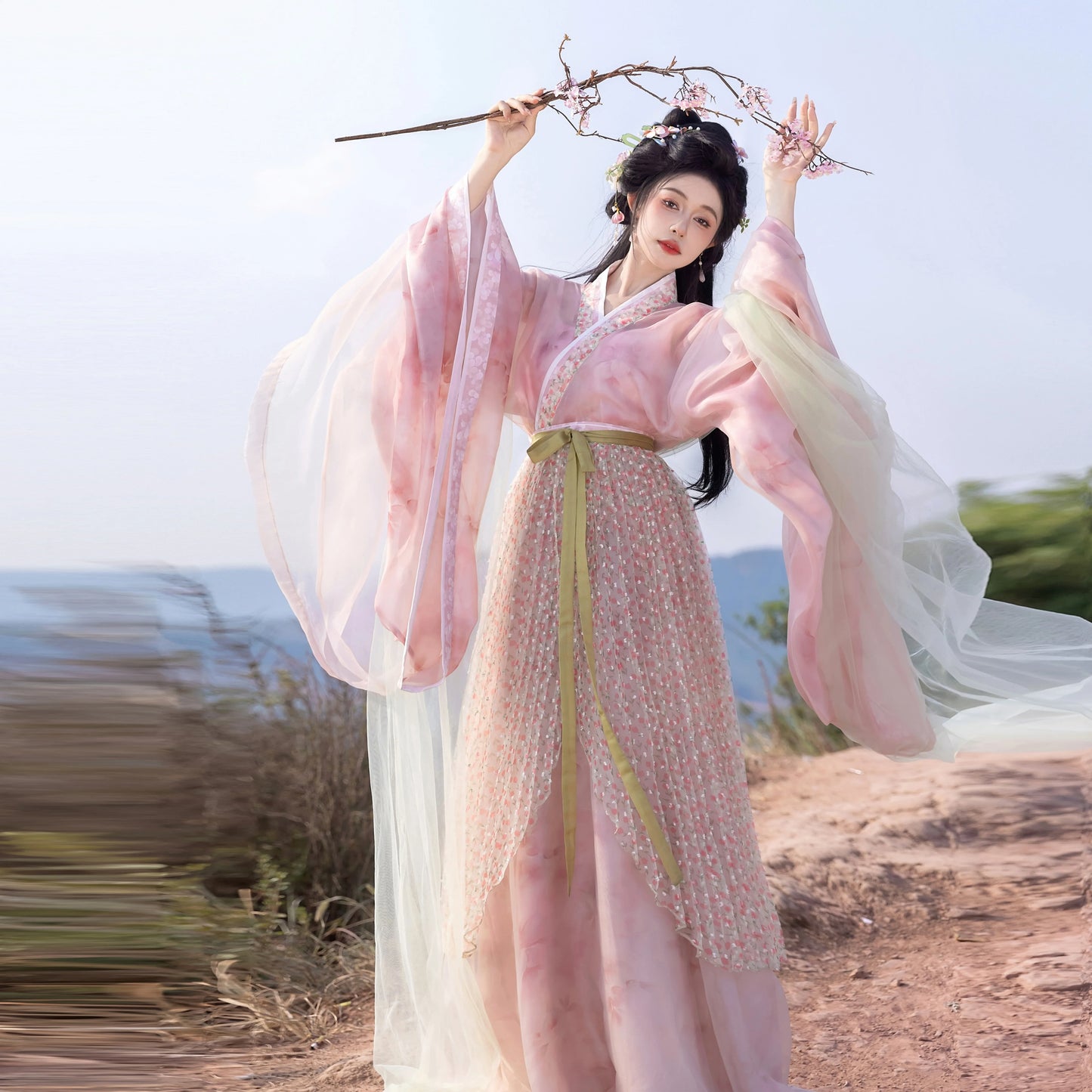 Wei Jin Dynasty Qiyao Ruqun Hanfu | Peach Oolong 蜜桃乌龙