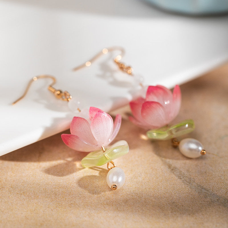 Clear Lotus Earrings | Hanfu Jewelry
