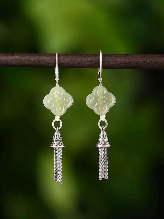 Oriental Four Leaf Clover Earrings | Cheongsam Jewelry