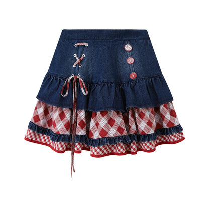 Modern Hanfu Denim Jacket, Trousers & Chinese Style Denim Skirt 苹果园