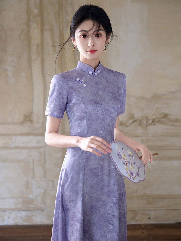 Short Sleeve A Line Modern Cheongsam | Ziye
