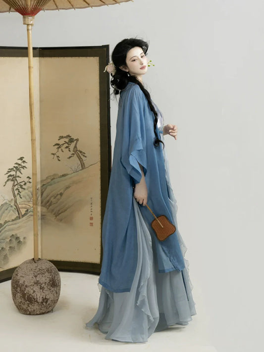 Blue Kite - Song Dynasty new Chinese style hanfu dress — side profile