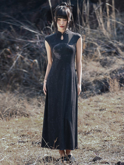 New Chinese Style Chinese Character Print Cheongsam Dress