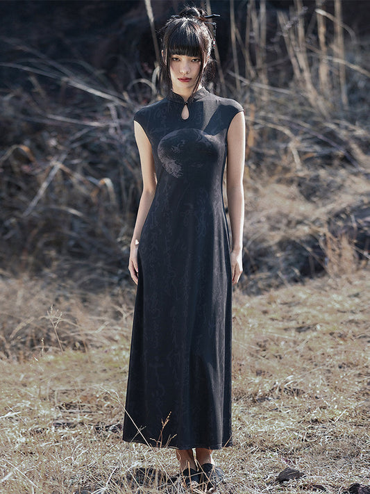 New Chinese Style Chinese Character Print Cheongsam Dress