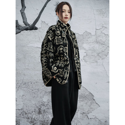 New Chinese Style Ancient Printed Pattern Coat - Yihan 屹寒