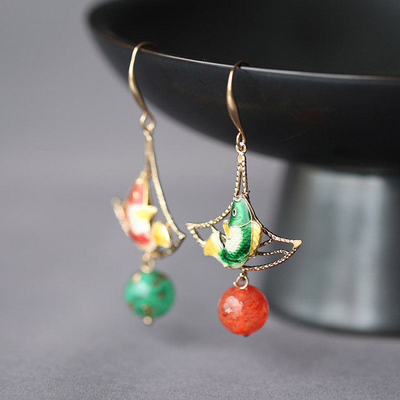 Double Blessing Koi Earrings | Cheongsam Jewelry