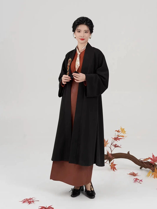 Song Dynasty Modern Hanfu Set with Winged Sleeve Top and Spiral Skirt - Jinruan 尽染 (Preorder)