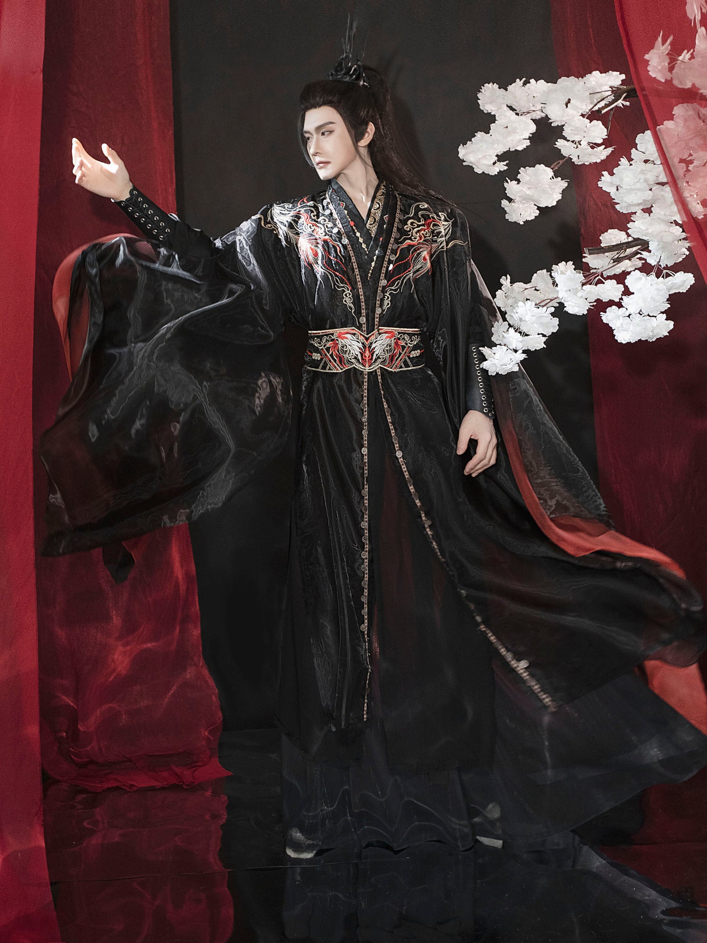 Night Flame Xianxia Hanfu Set | Chinese Fantasy Period Drama Style