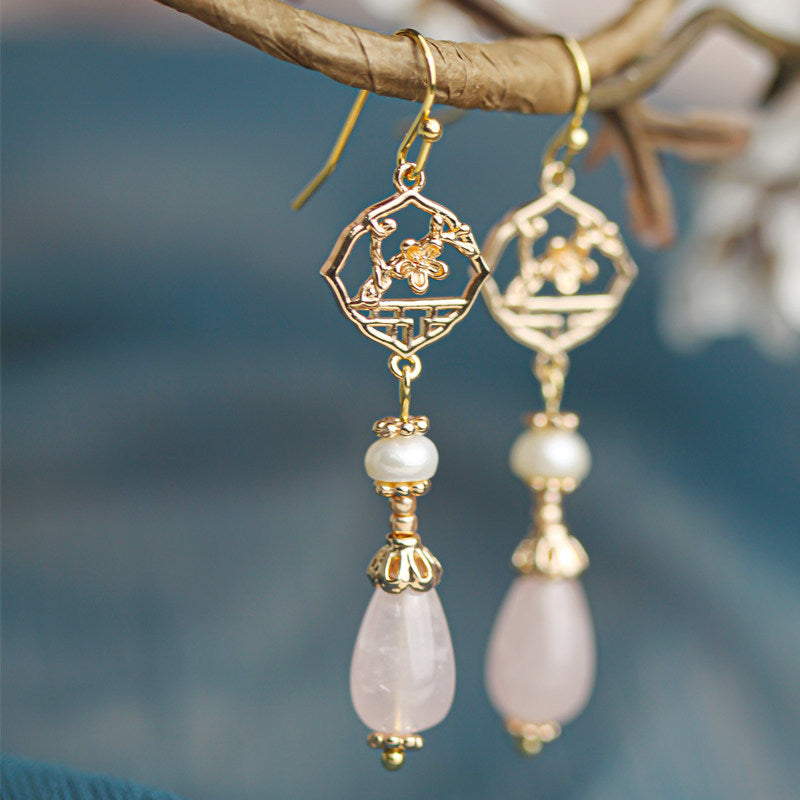 Retro Pearl Powder Earrings | Hanfu Jewelry
