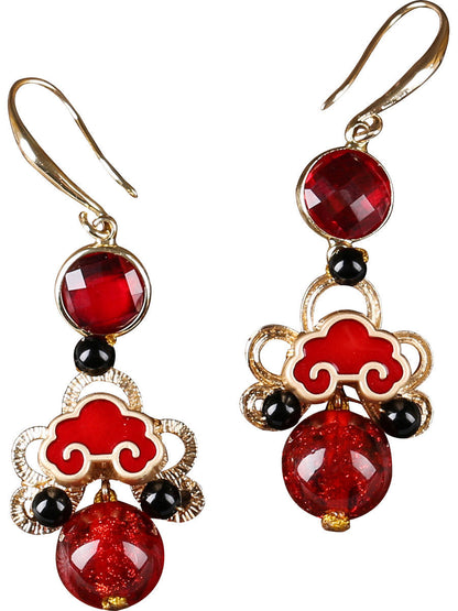 Auspicious Ruby Clouds Earrings | Cheongsam Jewelry
