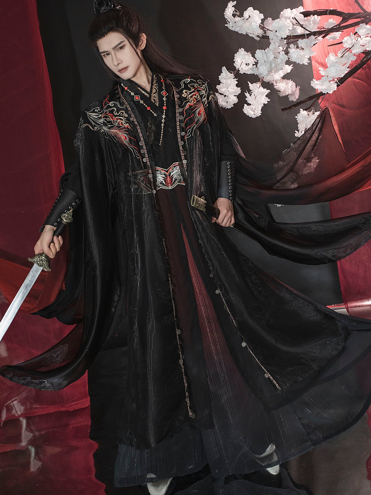 Night Flame Xianxia Hanfu Set | Chinese Fantasy Period Drama Style