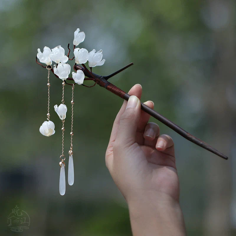 Lilies and Umbrella Hair Stick | Traditional Chinese Hair Accessory