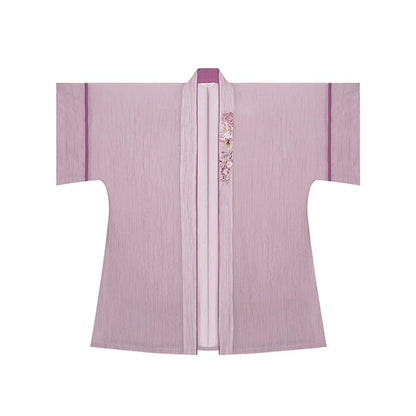 Song Dynasty Modern Hanfu Set with Changgan Temple Beizi and Wrap Skirt - Pink Carved Jade 粉雕玉琢 (Preorder)