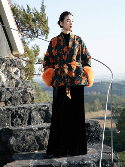 New Chinese Style Wool Blend Brocade Jacket - Shayue 沙玥