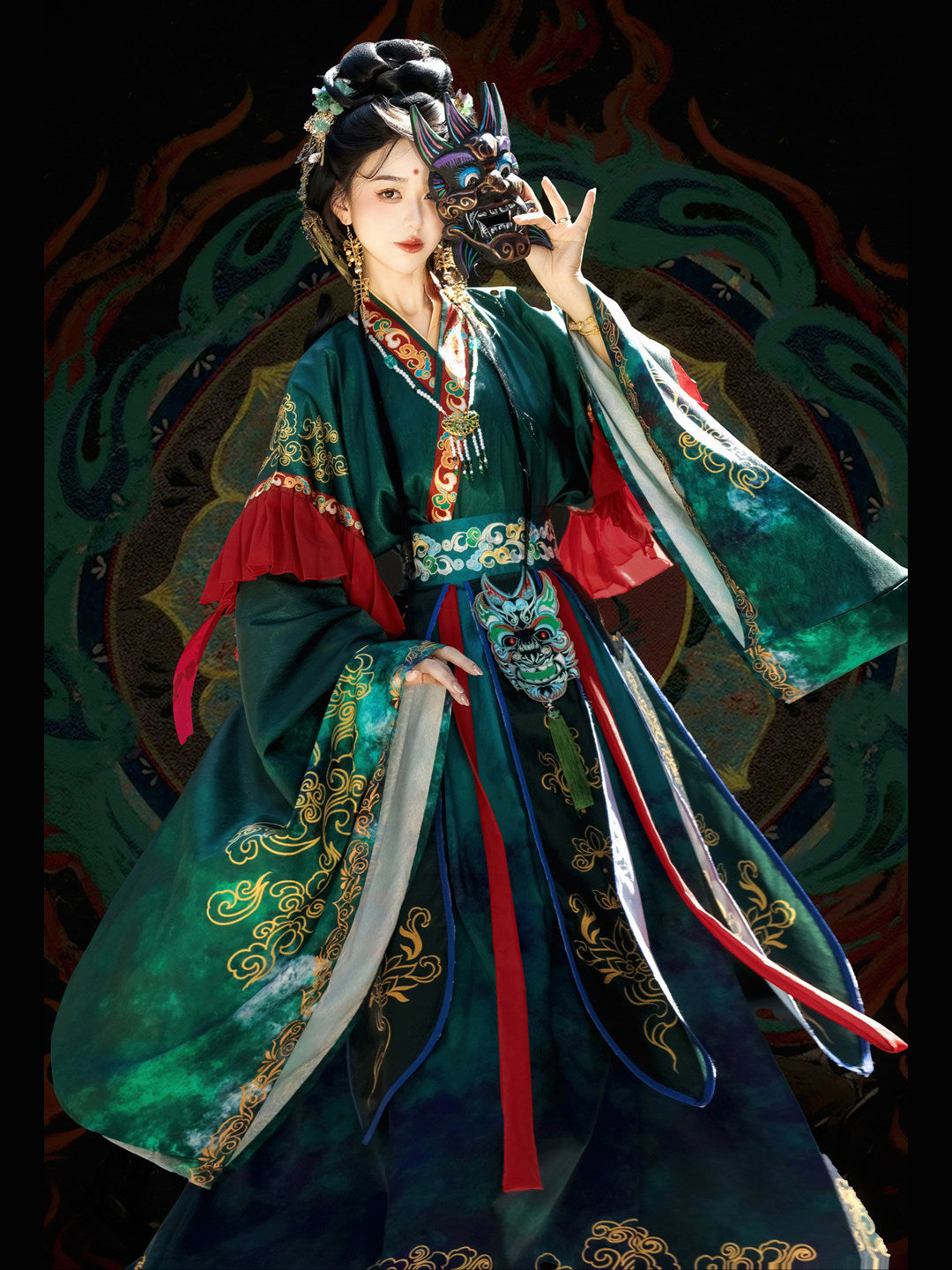 Qian Kun | Wei Jin Dynasty Nuo Opera Style Hanfu with Ethereal Immortal Aesthetic