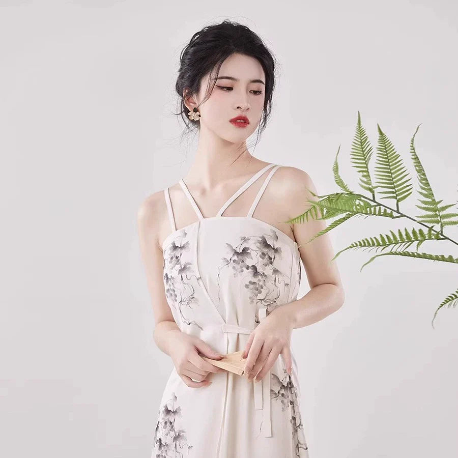 New Chinese Style Women Cardigan & Slip Maxi Dress - Grapevines 葡萄 (Preorder)