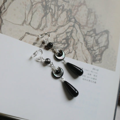 Dark Crescent Earrings | Hanfu Jewelry
