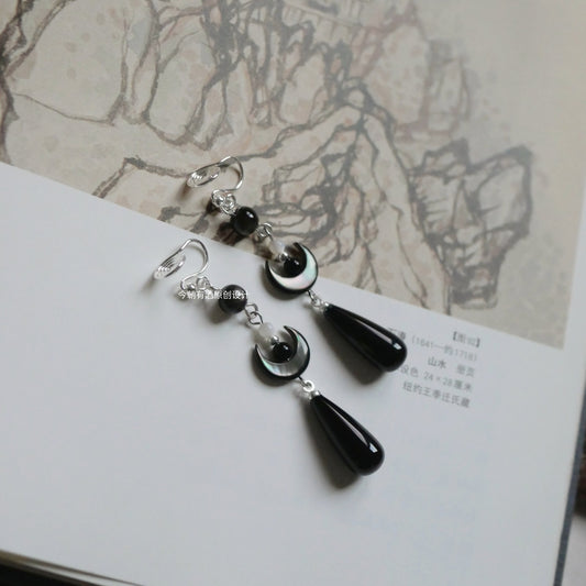 Dark Crescent Earrings | Hanfu Jewelry