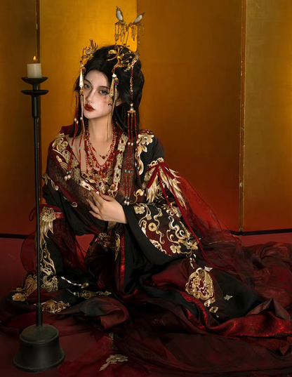 Autumn Dragon | Wei Jin Dynasty Qiyao Ruqun Heavy Embroidered Hanfu